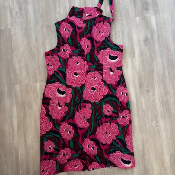 Talbots Floral Midi Dress Sleeveless Matching Tie/Belt Pink Mod size 14P - Picture 4 of 6